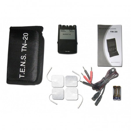 Electroestimulador Analgésico TENS TN20 Digital contenido de caja